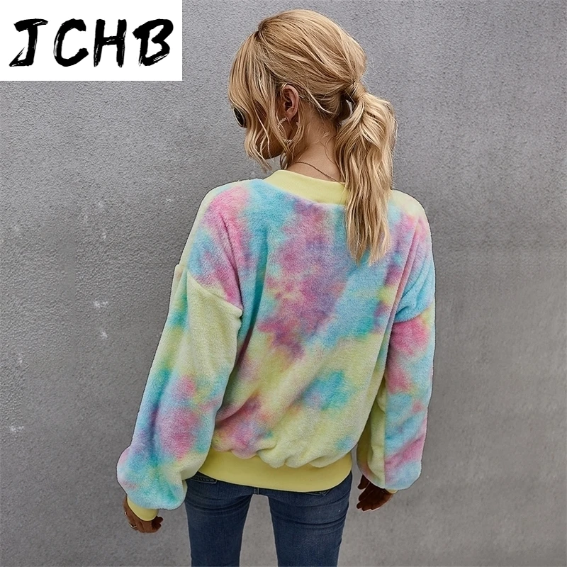 Tie Winter Dyed Plush Baseball Jacket Coats Women 2021 Casual Zipper Up Long Sleeve Warm Patchwork Pocket Faux Fur Loose Outwear
Tie Winter Dyed Plush Baseball Jacket Coats Women 2021 Casual Zipper Up Long Sleeve Warm Patchwork Pocket Faux Fur Loose Outwear