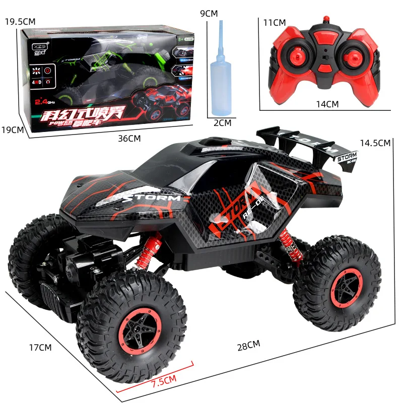 2.4G RC off-road vehicle spray charging electric car four-wheel drive high speed light climbing car toy for kids and adults
2.4G RC off-road vehicle spray charging electric car four-wheel drive high speed light climbing car toy for kids and adults