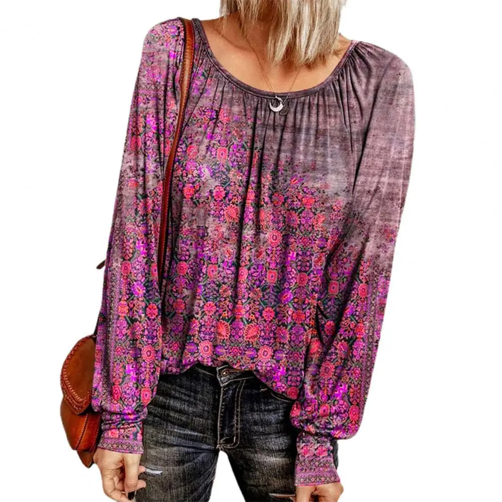 Stylish Women Shirt Long Sleeve Female Blouse Floral Print Soft O Neck Pleated Loose Autumn Pullover Top Streetwear for Dating
Stylish Women Shirt Long Sleeve Female Blouse Floral Print Soft O Neck Pleated Loose Autumn Pullover Top Streetwear for Dating