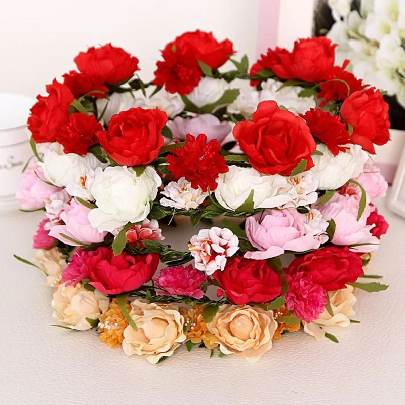 56CM Bohemian Style Flower Crown Hairband Ladies Beach Wedding Hair Accessories Women Bride Bridesmaid Flower Headband
56CM Bohemian Style Flower Crown Hairband Ladies Beach Wedding Hair Accessories Women Bride Bridesmaid Flower Headband