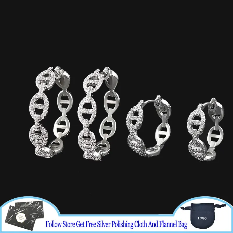 S925 Sterling Silver Earrings YACHT CLUB Small Maille Marine Hoop Earrings Twinkling Pig Nose Hip Hop Rock Popular Brand Jewelry
S925 Sterling Silver Earrings YACHT CLUB Small Maille Marine Hoop Earrings Twinkling Pig Nose Hip Hop Rock Popular Brand Jewelry