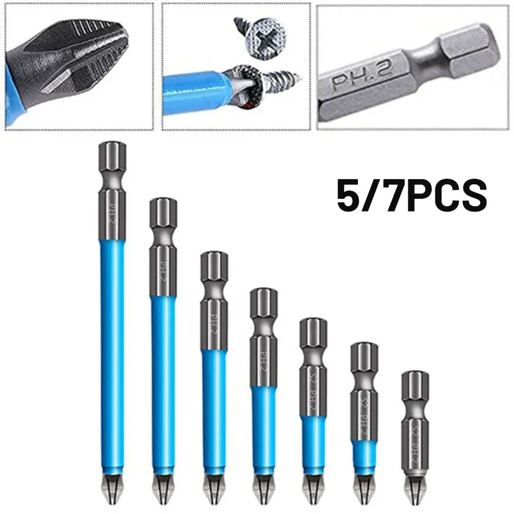 Anti Slip Screwdriver Bits Bolt Extractor Equipment Magnetic Silver+Blue