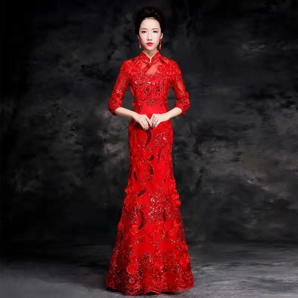 Lace Chinese Red Wedding Dress Sexy Queen Oriental Party Female Cheongsam Stage Show Qipao Elegant Celebrity Banquet Dresses
Lace Chinese Red Wedding Dress Sexy Queen Oriental Party Female Cheongsam Stage Show Qipao Elegant Celebrity Banquet Dresses