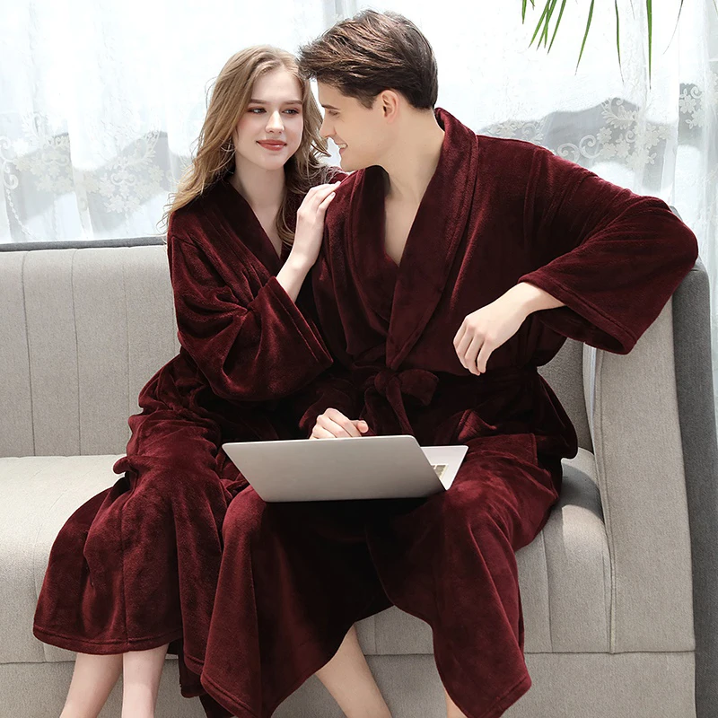 Autumn And Winter Robes Solid Color Lace-up Flannel Couple Nightgown Pocket Long Style Simple Home Robes
Autumn And Winter Robes Solid Color Lace-up Flannel Couple Nightgown Pocket Long Style Simple Home Robes