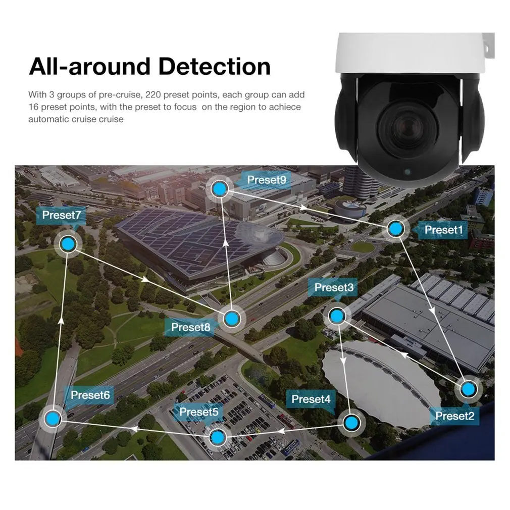 30X ZOOM 1080P 2.0MP Waterproof PTZ Speed Dome IR Camera Support Night Vision Mini Security Camera for Home Office
30X ZOOM 1080P 2.0MP Waterproof PTZ Speed Dome IR Camera Support Night Vision Mini Security Camera for Home Office