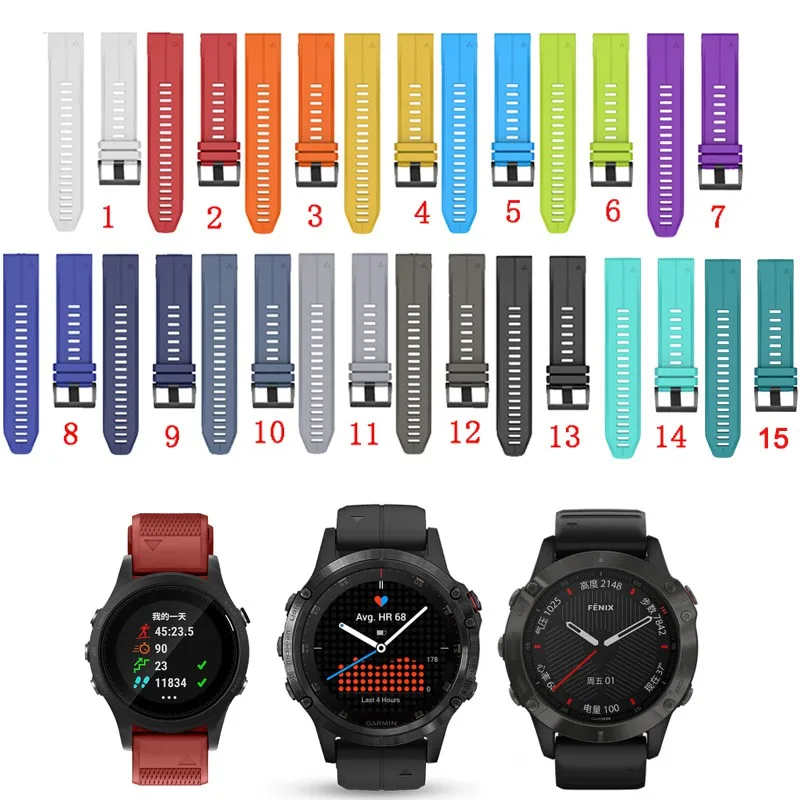 

22mm Silicone Watchband For Garmin instinct Fenix 5 Plus 6 pro Forerunner 935 945 Approach S60 S40 Quick Release Easy Band Strap