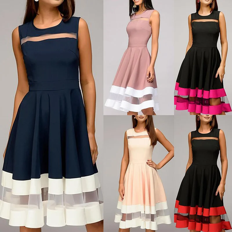 2021 Summer New Elegant Intellectual Retro Women's Dress Stitching O-neck Sleeveless Tight-fitting Ladies Party Dress
2021 Summer New Elegant Intellectual Retro Women's Dress Stitching O-neck Sleeveless Tight-fitting Ladies Party Dress