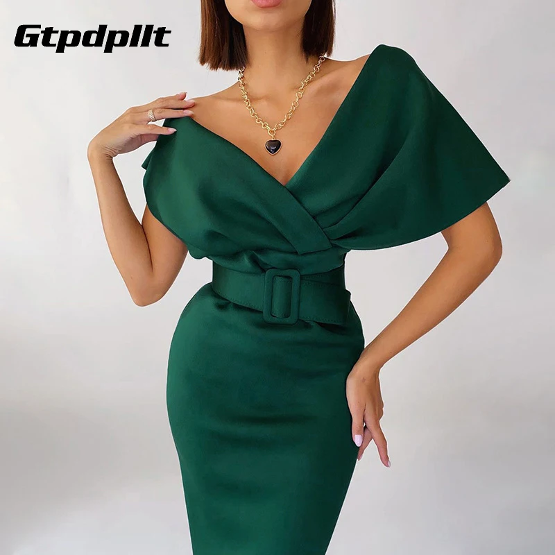 Gtpdpllt Sexy Women V Neck Off Shoulder Party Bodycon Midi Dress With Belt Fashion Wrap Elegant Dresses Autumn Christmas Vestido
Gtpdpllt Sexy Women V Neck Off Shoulder Party Bodycon Midi Dress With Belt Fashion Wrap Elegant Dresses Autumn Christmas Vestido