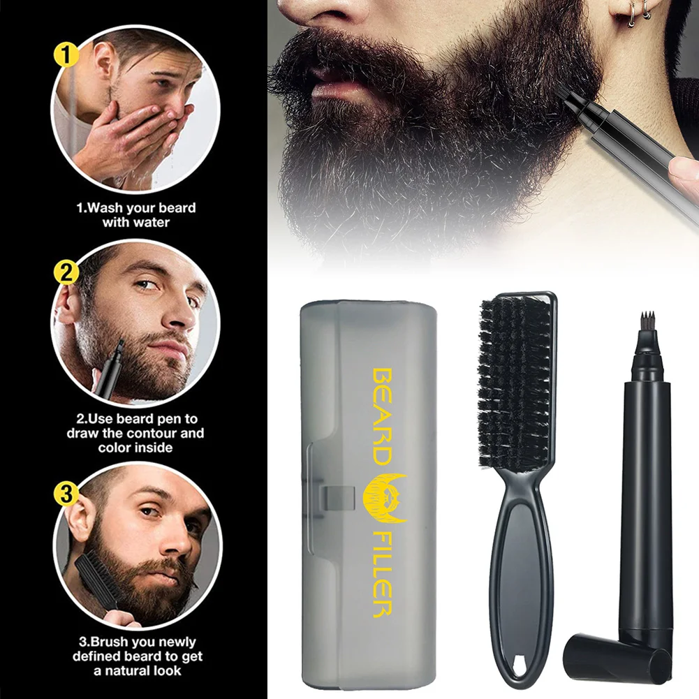 Waterproof 4 tips Beard Shaping Pen Filler With Beard Brush For Men Beard Natural Black Dark Brown Liquid Pencil Styling Tools
Waterproof 4 tips Beard Shaping Pen Filler With Beard Brush For Men Beard Natural Black Dark Brown Liquid Pencil Styling Tools