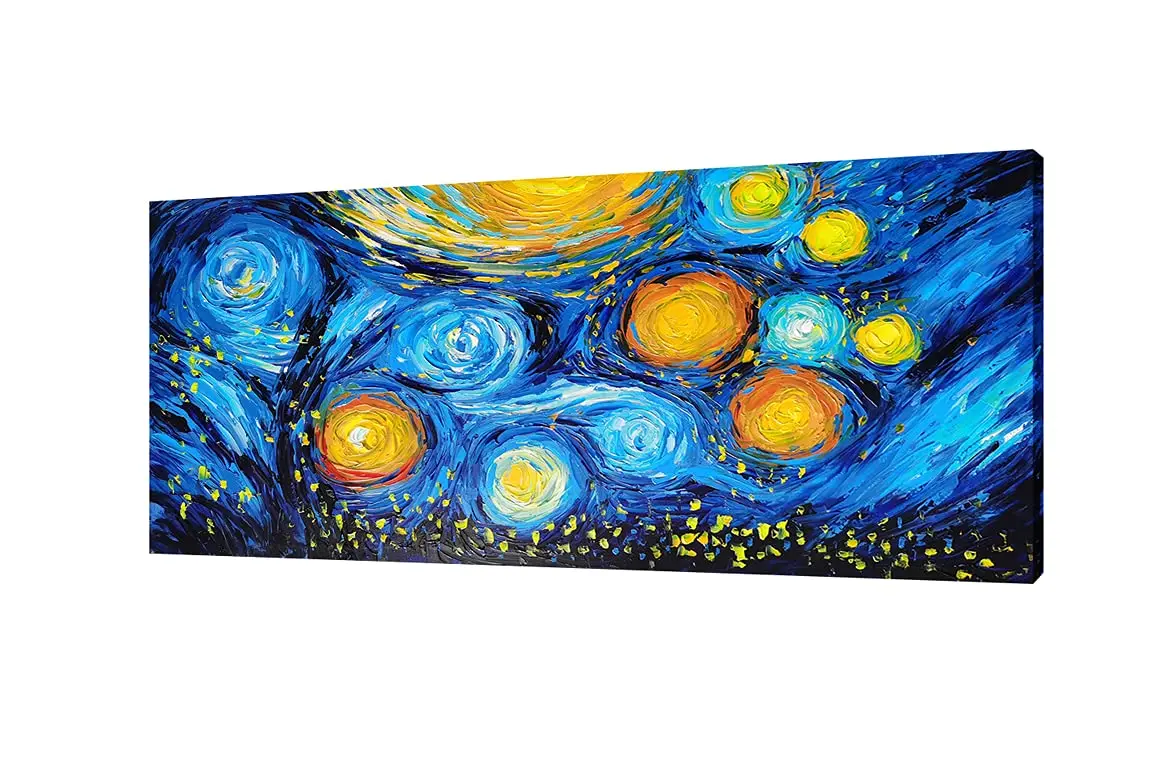 

Hand Painted Oil Painting on Canvas Starry Night by Van Gogh Classic Reproduction Modern Abstract Wall Art Living Room No Framed