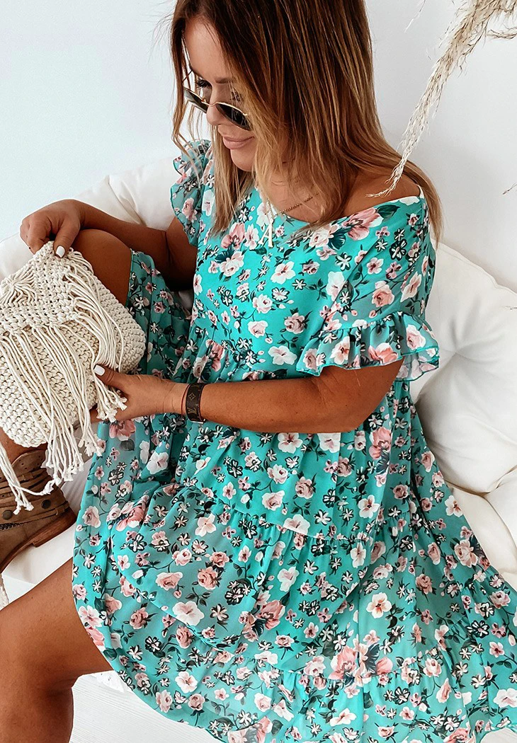 Floral Print Summer Dress Women Boho Beach Dress Short Sleeve Ruffles Dresses Female Mini Dresses Vestido De Mujer Robe Femme
Floral Print Summer Dress Women Boho Beach Dress Short Sleeve Ruffles Dresses Female Mini Dresses Vestido De Mujer Robe Femme