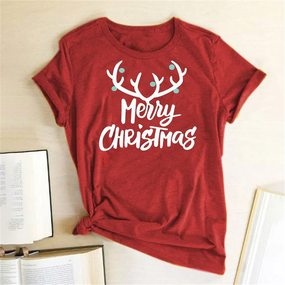 Funny T Shirt Cute Christmas Tops Camiseta Mujer Women Graphic Tee Antlers Merry Christmas Printed T Shirt Short Sleeve
Funny T Shirt Cute Christmas Tops Camiseta Mujer Women Graphic Tee Antlers Merry Christmas Printed T Shirt Short Sleeve