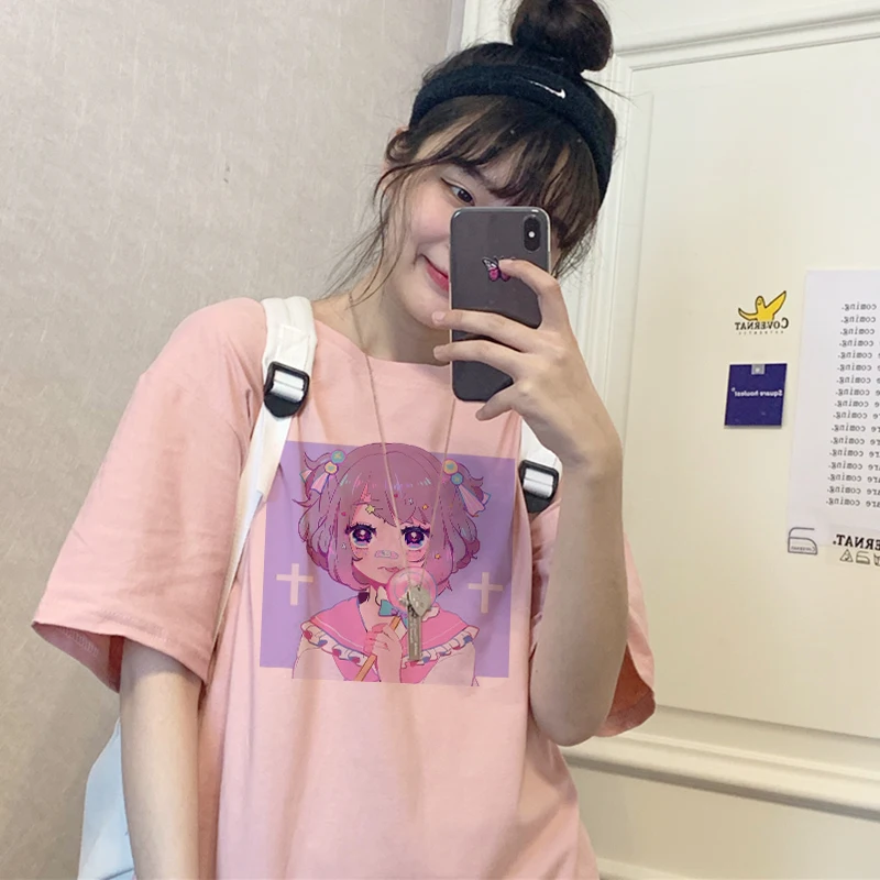 Japanese Sweet Girls Anime Cartoon Cute Print Tops Casual Loose Y2K Kawaii Pink Fun Streetwear Harajuku Vintage Women T-shirt
Japanese Sweet Girls Anime Cartoon Cute Print Tops Casual Loose Y2K Kawaii Pink Fun Streetwear Harajuku Vintage Women T-shirt