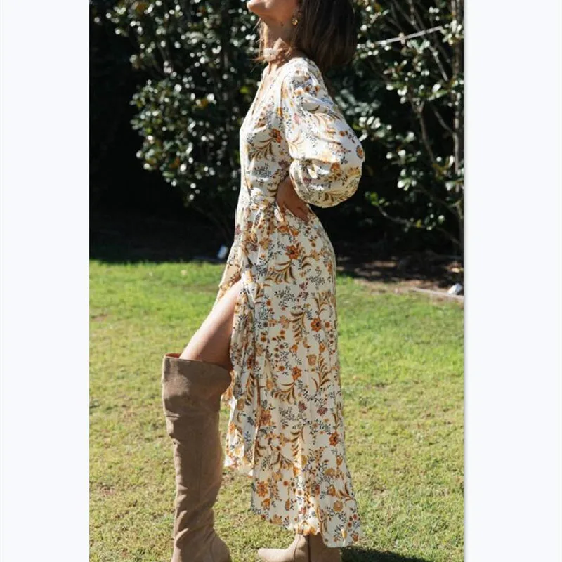 2020 Autumn Vintage Women Dress Elegant Lantern Sleeves Ruffles Slim Maxi Dress
2020 Autumn Vintage Women Dress Elegant Lantern Sleeves Ruffles Slim Maxi Dress