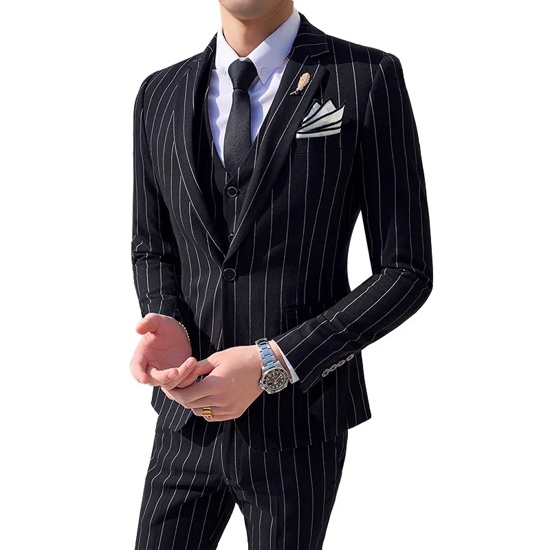 Men's 2021 men's striped suit business casual dress Korean boys bridegroom dress three piece set
Men's 2021 men's striped suit business casual dress Korean boys bridegroom dress three piece set
