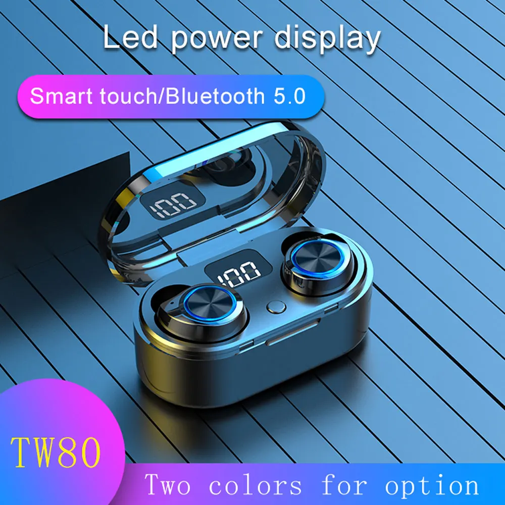 TW80 TWS Wireless Bluetooth 5.0 Earbuds LED Display Noise Reduction Music Sport Earpiece Headphones with Mic
TW80 TWS Wireless Bluetooth 5.0 Earbuds LED Display Noise Reduction Music Sport Earpiece Headphones with Mic