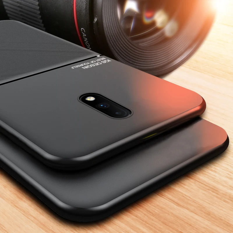 Car Magnetic 2 in 1 Twill Case For Oneplus 7 7T Luxury Soft Silicon TPU Back Cover for Pro Anti-fingerprint | Мобильные телефоны и