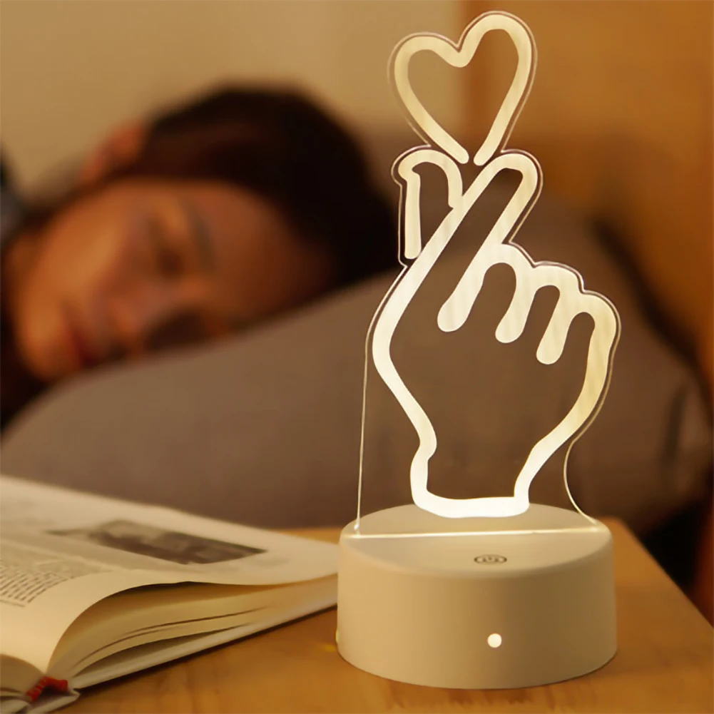 

Ночник для спальни, прикроватный столик, лампа для подарка жене на День святого Валентина, акриловый 3D романтический любовь, светодиодный н...