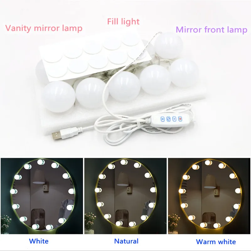 DC5V USB 10 Bulbs LED Make-up Mirror Light Touch Dimming Make Up Vanity Lamp Hollywood Dressing Table Lamps For Home Decorate
DC5V USB 10 Bulbs LED Make-up Mirror Light Touch Dimming Make Up Vanity Lamp Hollywood Dressing Table Lamps For Home Decorate