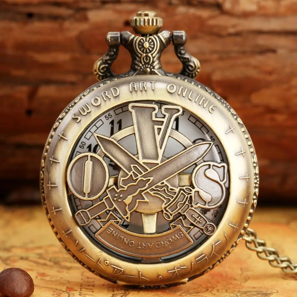 Bronze Antique Carving SWORD ART ONLINE Pocket Watch Quartz Pendant Chain Watches Unisex Fob Necklace Clock relojes de bolsillo
Bronze Antique Carving SWORD ART ONLINE Pocket Watch Quartz Pendant Chain Watches Unisex Fob Necklace Clock relojes de bolsillo