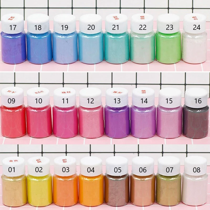 24 Colors Pearl Pigment Powder Mica Pearlescent Colorants Resin Dye for Jewelry Making Art Tool Art Supplies
24 Colors Pearl Pigment Powder Mica Pearlescent Colorants Resin Dye for Jewelry Making Art Tool Art Supplies