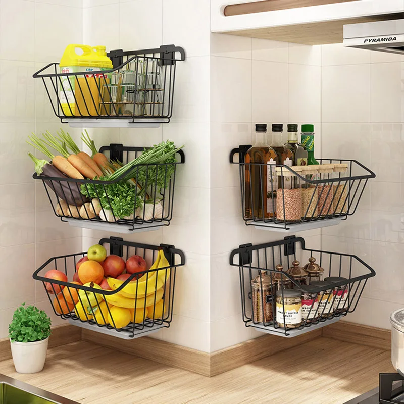 Stainless Steel Kitchen Storage Basket Multifunctional Fruit Vegetable Drain Storage Organizer Free-punch Spice Rack Dish Shelf
Stainless Steel Kitchen Storage Basket Multifunctional Fruit Vegetable Drain Storage Organizer Free-punch Spice Rack Dish Shelf