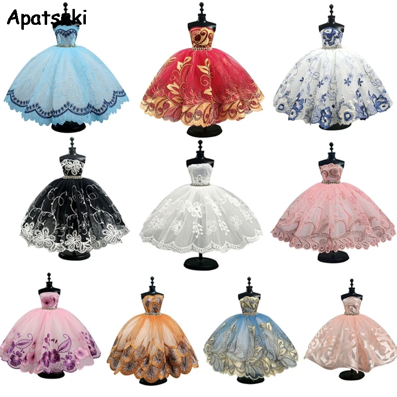 

10pcs/lot Random Fashion Ballet Tutu Dress For Barbie Doll Clothes Outfits 1/6 Doll Accessories Rhinestone 3-layer Skirt Gown