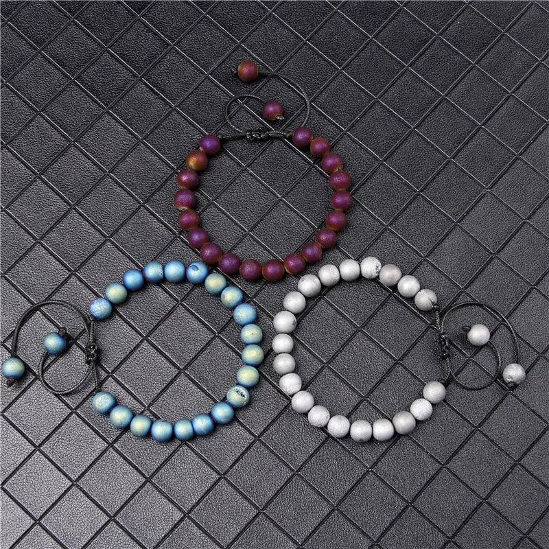 Druzy Agat Bracelets Men Black Rope Adjustable Handmade Bracelets For Women Electroplate Multi Color Stone Beads Bangle Jewelry
Druzy Agat Bracelets Men Black Rope Adjustable Handmade Bracelets For Women Electroplate Multi Color Stone Beads Bangle Jewelry