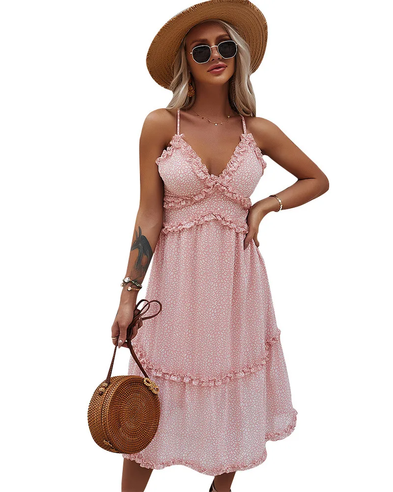 Boho Summer Floral Print Ruffle Spaghetti A-line Dress High Waist Sexy Ruffle V-neck Dress Holiday Beachwear Dress Vestidos
Boho Summer Floral Print Ruffle Spaghetti A-line Dress High Waist Sexy Ruffle V-neck Dress Holiday Beachwear Dress Vestidos