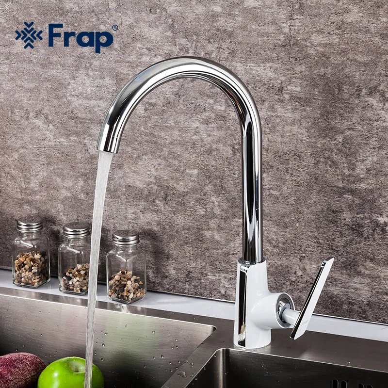 

Frap White Kitchen Faucet Hot & Cold Water Tap 360 Degree Rotation Torneira Cozinha Mixer Brass Faucet F4058