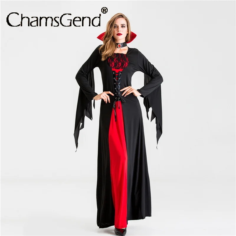 Women Ladies Punk Gothic Vampire Witch Cosplay Costume Female Long Sleeve Lace Up Long Party Dress for Halloween Party
Women Ladies Punk Gothic Vampire Witch Cosplay Costume Female Long Sleeve Lace Up Long Party Dress for Halloween Party