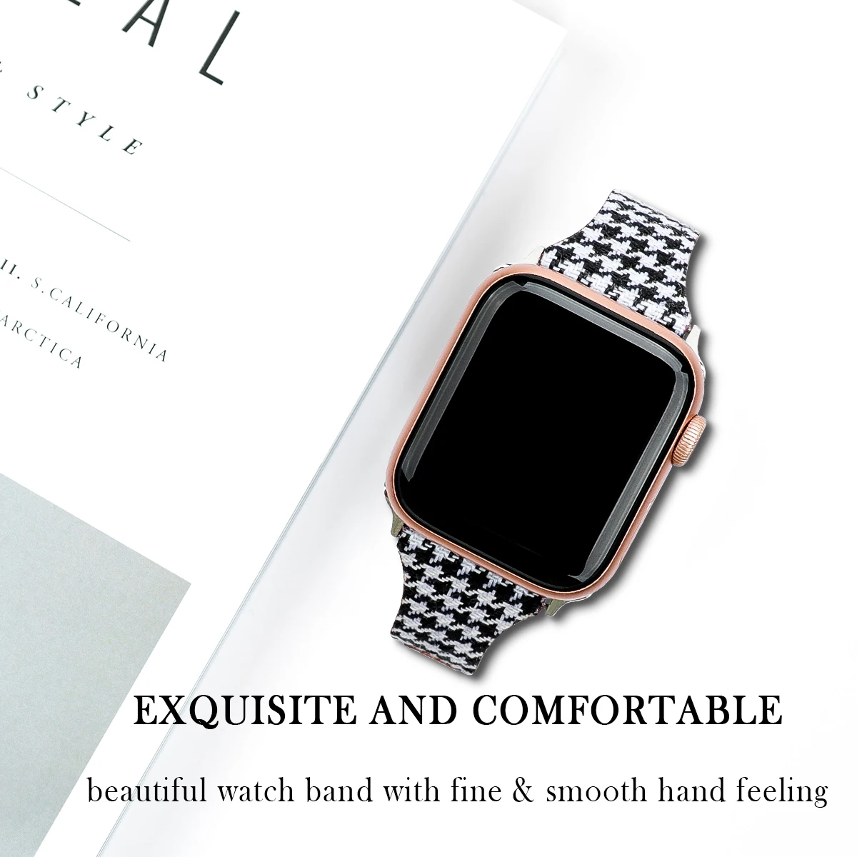 Ремешок кожаный в клетку для Apple Watch band Series 6 44 мм 40 браслет iWatch 5 4 3 42 38 | Наручные