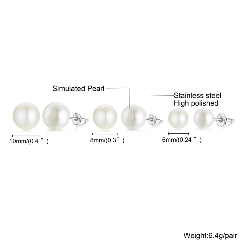 3 Pieces Classic Pearl Stud Earrings In One Set Jewelry for Women Mom Sister Bestfriend Gifts 6/8/10mm
3 Pieces Classic Pearl Stud Earrings In One Set Jewelry for Women Mom Sister Bestfriend Gifts 6/8/10mm