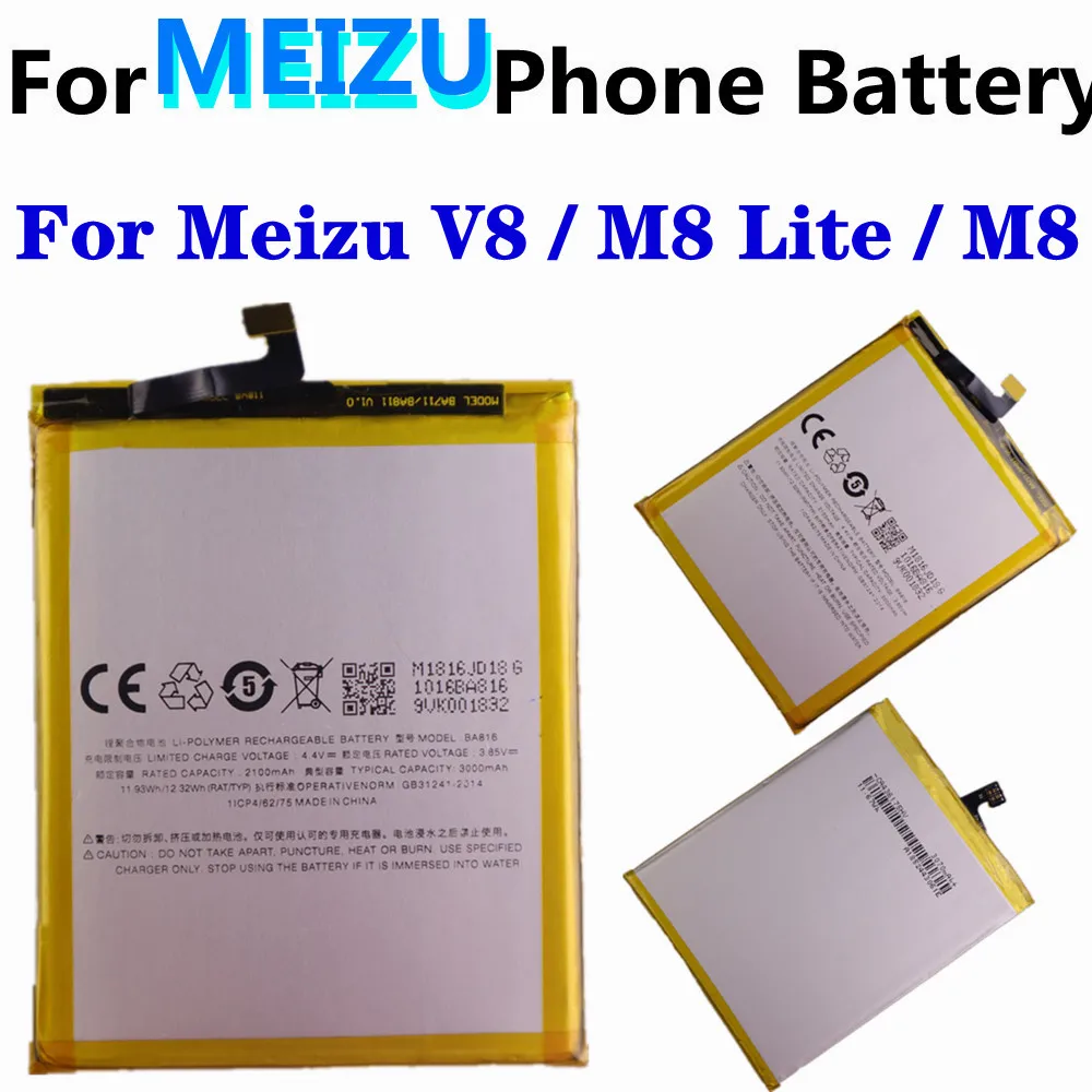 For Meizu V8 / M8 Lite / M8 Battery BA816 Smartphone Replacement Batteries 3000mAh High Capacity
For Meizu V8 / M8 Lite / M8 Battery BA816 Smartphone Replacement Batteries 3000mAh High Capacity
