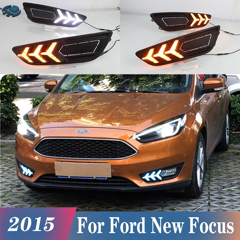 Дневные светодиодный бег светильник для Новый Ford Focus 2015 DRL 2 цвета с отверстием