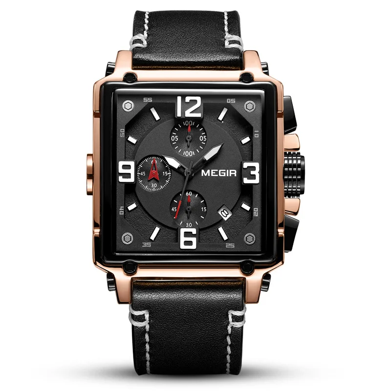 Watch men retro fashion square multi-function calendar leather men's quartz watch
Watch men retro fashion square multi-function calendar leather men's quartz watch