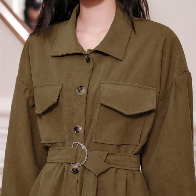 Autumn Long Lantern Sleeve Shirt Women Tops And Blouses High Low Lace Up Brown Black Shirt Casual With Belt 2020 V141 
Autumn Long Lantern Sleeve Shirt Women Tops And Blouses High Low Lace Up Brown Black Shirt Casual With Belt 2020 V141