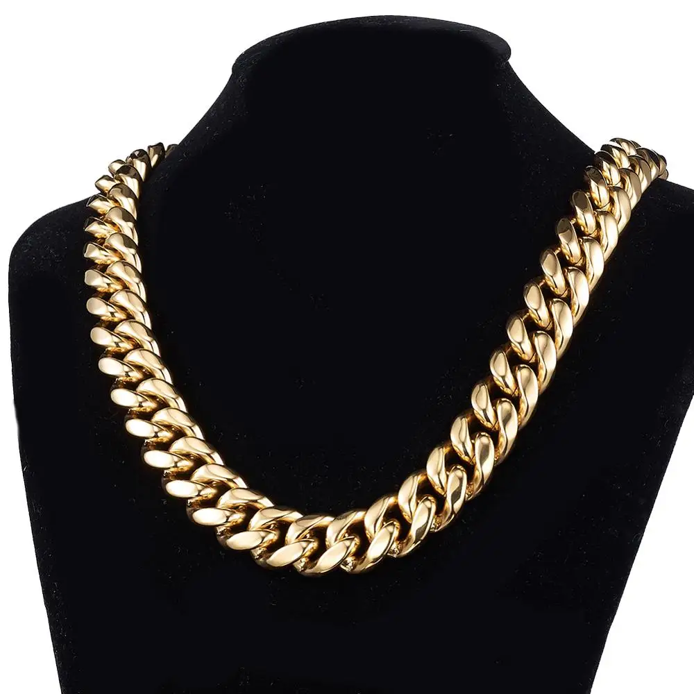 18mm Wide Heavy For Strong Men's Gold Color Necklace Or Bracelet Jewelry Stainless Steel Miami Curb Link Chain 7-40 Inches
18mm Wide Heavy For Strong Men's Gold Color Necklace Or Bracelet Jewelry Stainless Steel Miami Curb Link Chain 7-40 Inches