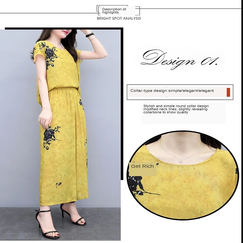 Summer Large - Size Women 's Short-Sleeved Chiffon Printing Two - Piece Leisure Fashion Wide Leg Trouser Suit Women
Summer Large - Size Women 's Short-Sleeved Chiffon Printing Two - Piece Leisure Fashion Wide Leg Trouser Suit Women