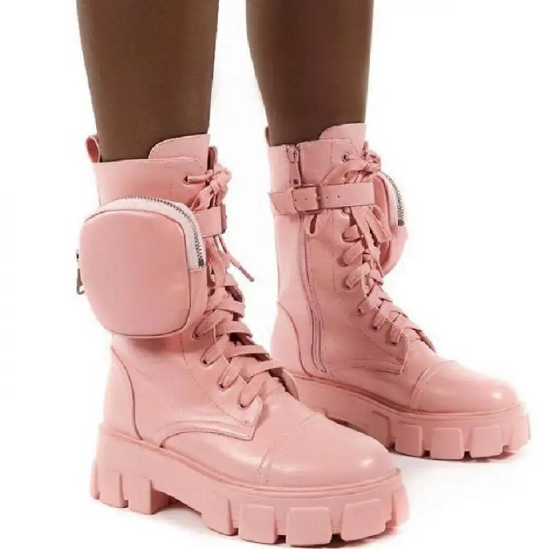 2022 Autumn Winter Bootie Pocket Buckle Strap Pink Chunky Boots Leather Patchwork Arrival Platform Boots Mid-calf Cross-tied
2022 Autumn Winter Bootie Pocket Buckle Strap Pink Chunky Boots Leather Patchwork Arrival Platform Boots Mid-calf Cross-tied