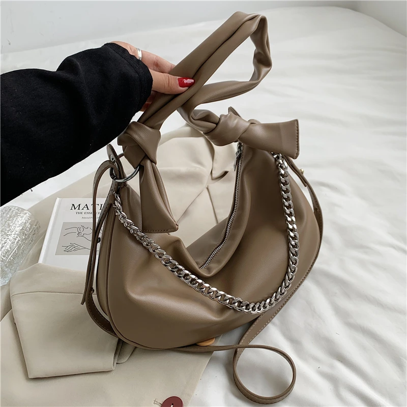 Retro Knotted Strap Soft PU Leather Hobo Shoulder Bags For Women Thick Chian Handle Large Capacity Female Crossbody Bags 2021
Retro Knotted Strap Soft PU Leather Hobo Shoulder Bags For Women Thick Chian Handle Large Capacity Female Crossbody Bags 2021