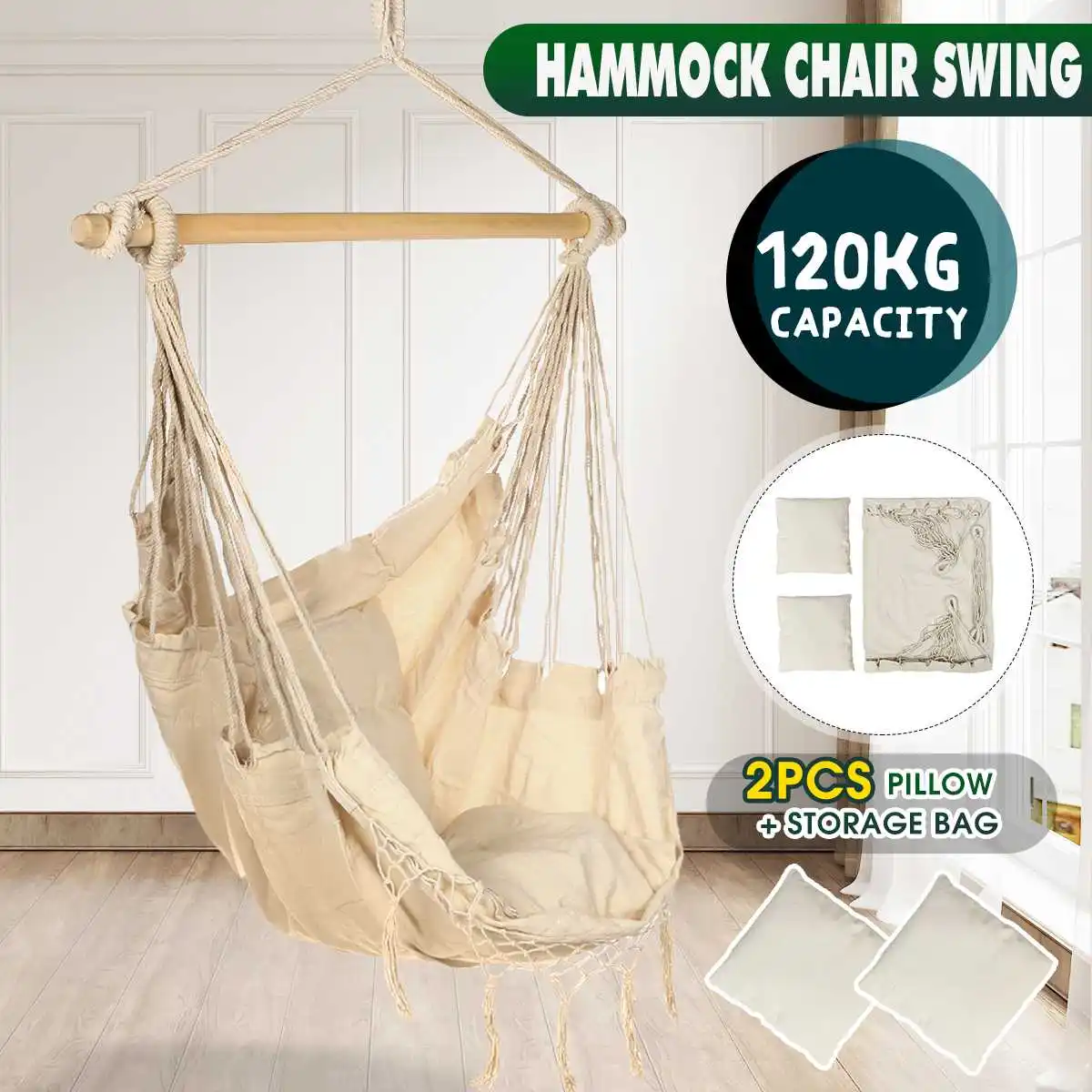 120kg Hammock Garden Hang Lazy Chair Swinging Indoor Outdoor Furniture Hanging Rope Chair Swing Chair Seat bed Travel Camping
120kg Hammock Garden Hang Lazy Chair Swinging Indoor Outdoor Furniture Hanging Rope Chair Swing Chair Seat bed Travel Camping