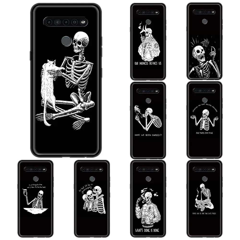 

Shockproof Phone Case for LG K41S K61 K50 K50S G6 Soft Cover K40S K40 K71 G7 G8 K52 K51 Silicone Shell Black Cool Skull Funda