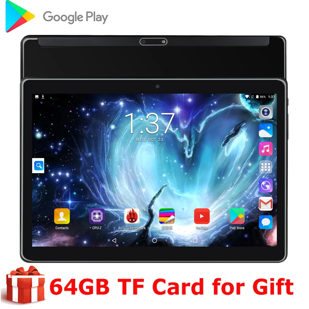 Новый планшетный ПК из закаленного стекла 2.5D T100 10 дюймов Android 9 0 1280*800 IPS две SIM