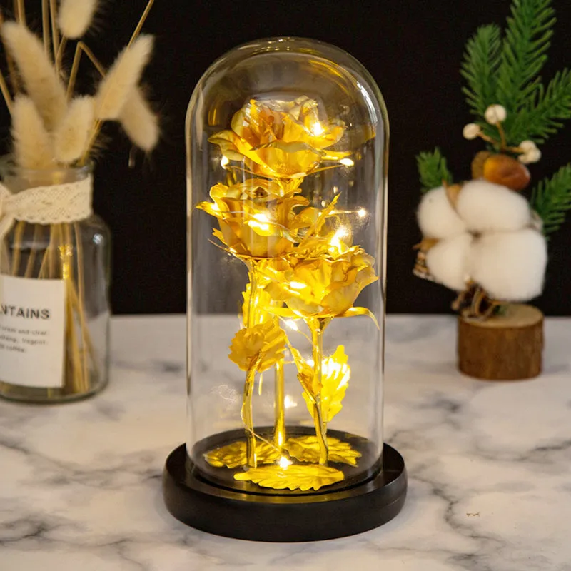 Creative Beauty and the Beast Two Flowers Red Rose LED Light Summit Base Glass For Valentine's Day
Creative Beauty and the Beast Two Flowers Red Rose LED Light Summit Base Glass For Valentine's Day