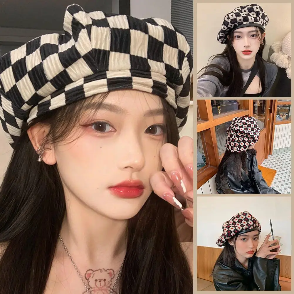 New Autumn Winter Plaid Beret Hats For Women Retro Berets Fashion Female Checkerboard Spring Black Berets Adjustable Summer O2o0
New Autumn Winter Plaid Beret Hats For Women Retro Berets Fashion Female Checkerboard Spring Black Berets Adjustable Summer O2o0