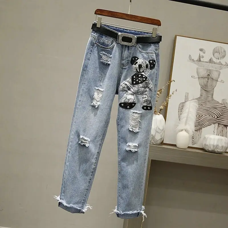 Harajuku Fashion Cotton Women Denim Jeans High Waist Curled Denim Pants Sweet Cute Puppy Embroidery Girls Denim Trousers
Harajuku Fashion Cotton Women Denim Jeans High Waist Curled Denim Pants Sweet Cute Puppy Embroidery Girls Denim Trousers