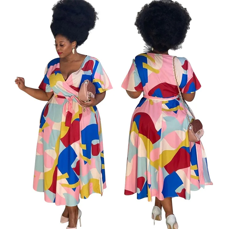 African Dresses for Women 2021 New Summer African Women V-neck Polyester Plus Size Dress African Clothes L-4XL
African Dresses for Women 2021 New Summer African Women V-neck Polyester Plus Size Dress African Clothes L-4XL