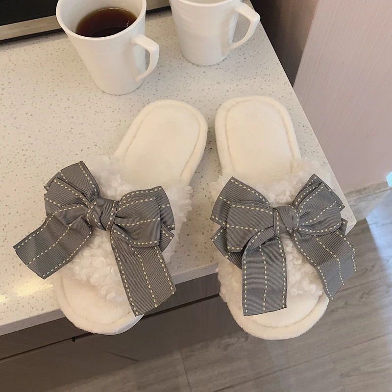 Mazefeng Brand Women Bow Warm Home Slippers Indoor Cute Plush Shoes Fashion Female Casual Winter Non-Slip Girl's Cotton Slippers
Mazefeng Brand Women Bow Warm Home Slippers Indoor Cute Plush Shoes Fashion Female Casual Winter Non-Slip Girl's Cotton Slippers