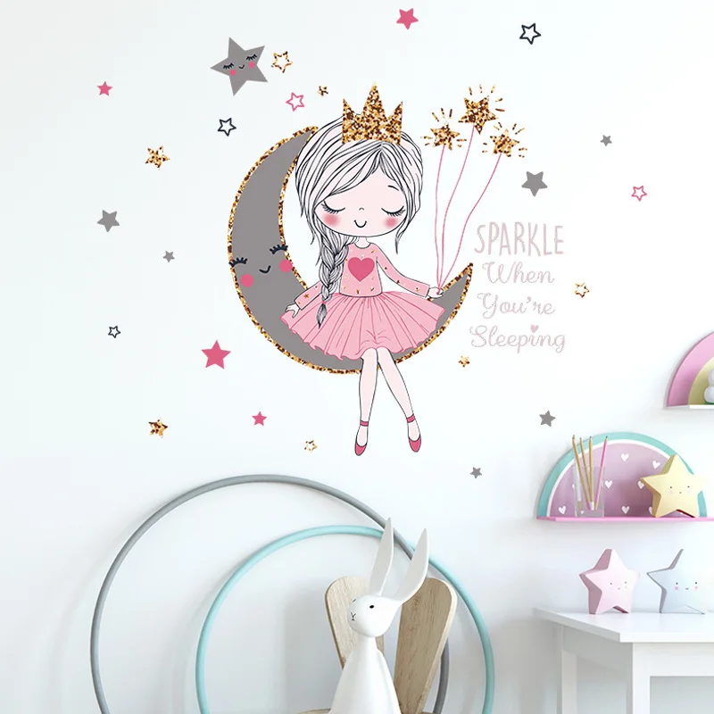 Little Princess Moon Girl Home Decor Wall Sticker For Living Room Kids Room Cartoon Removable Self-adhesive Wallpaper Home Decor
Little Princess Moon Girl Home Decor Wall Sticker For Living Room Kids Room Cartoon Removable Self-adhesive Wallpaper Home Decor